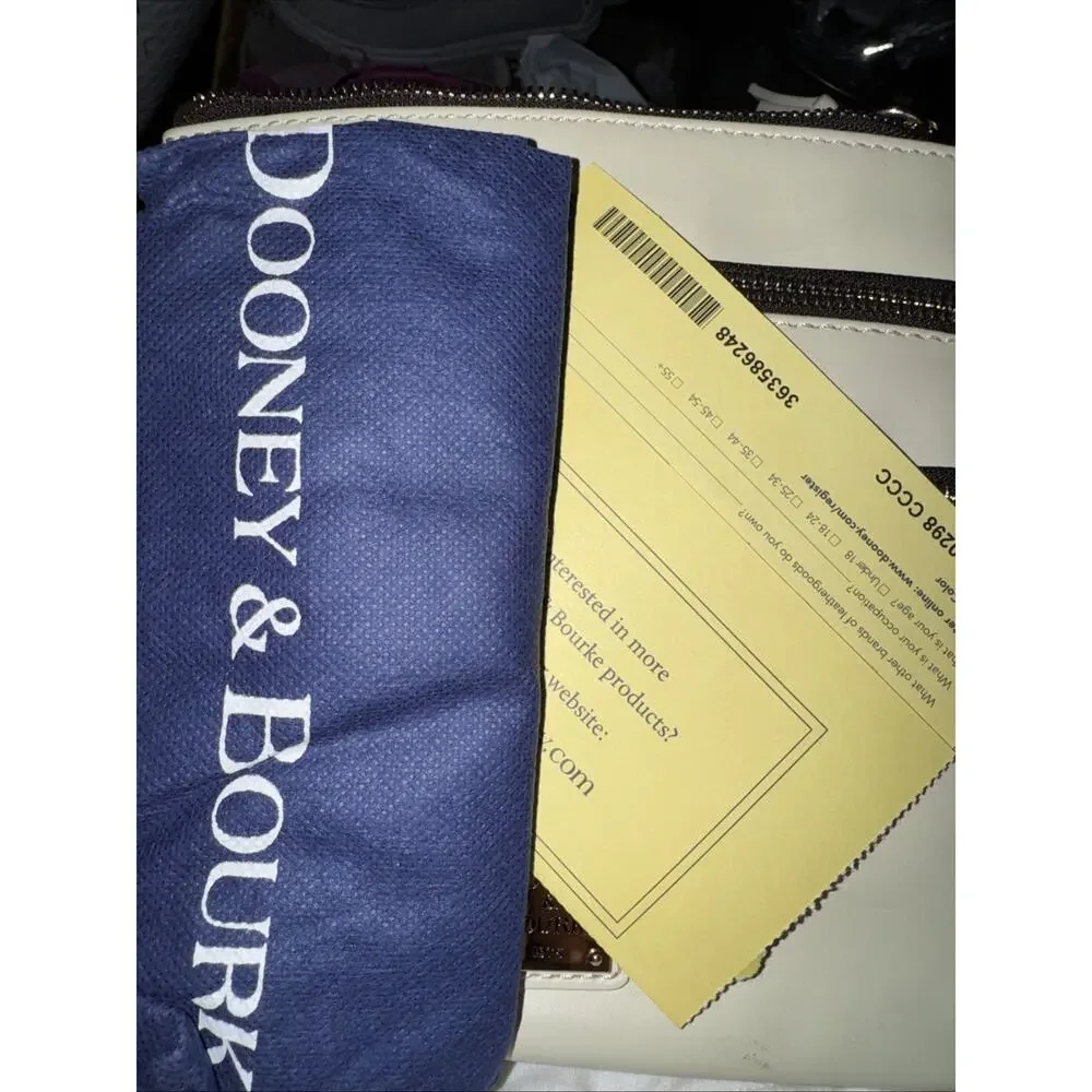 Dooney and Bourke Cream Triple Zip Crossbody NWT W dustbag and registration